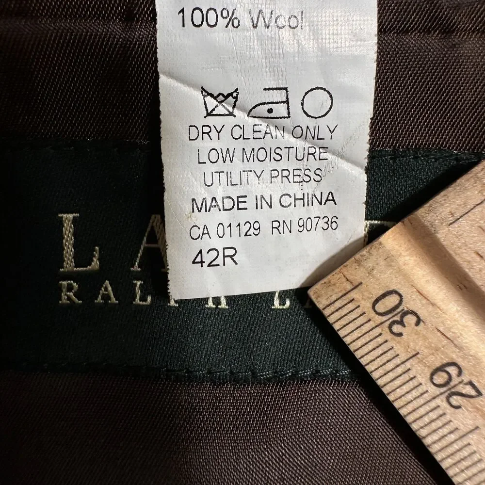 RALPH LAUREN Men’s Blazer 42R Sport Coat 2-Button Jacket Brown Wool Plaid